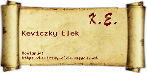 Keviczky Elek névjegykártya